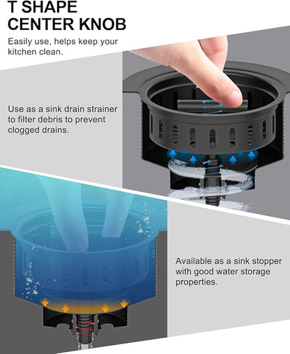 BOTEMY B9171 Black Kitchen Sink Drain Kit 3 1/2 Strainer