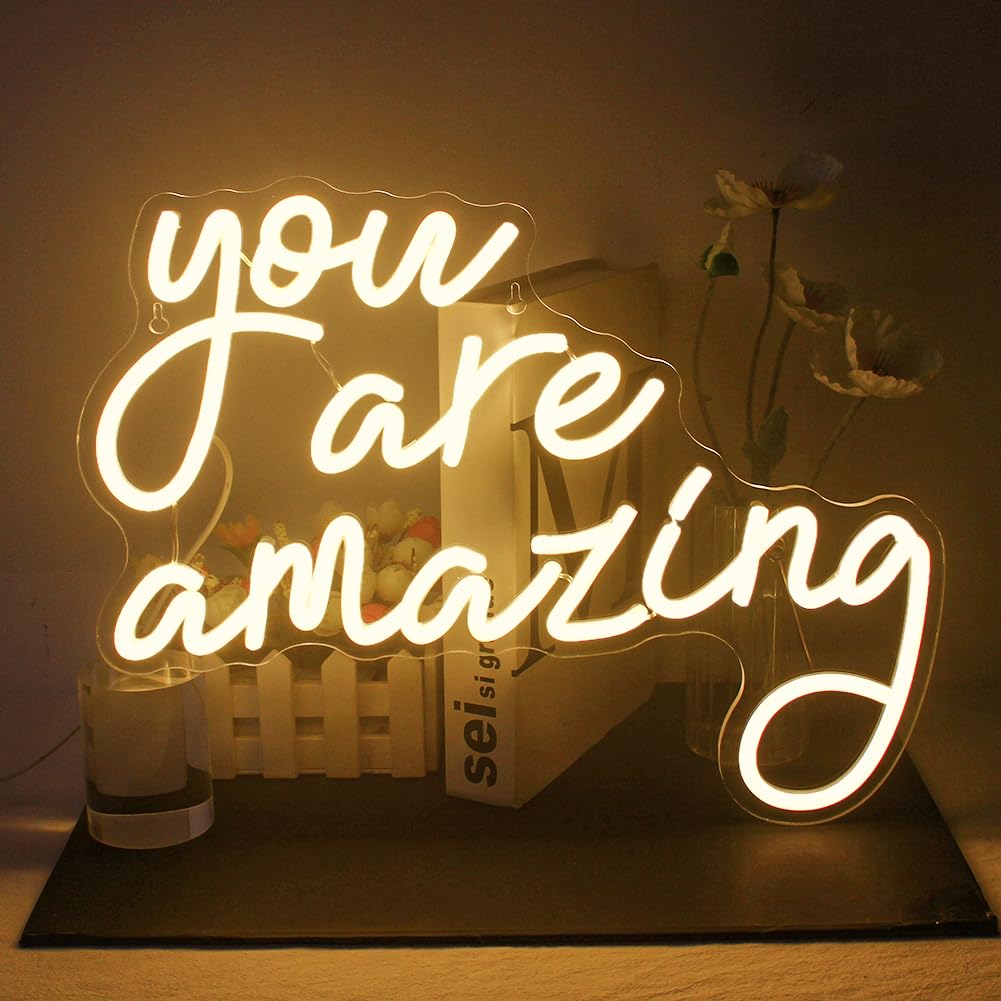 This Must Be The Place Neon Sign Warm White Letter Led Signs for Wall Decor Usb Word Light Up Signs for Bedroom Salon Man Cave Beer Home Bar Wedding Birthday Party Decor Gifts