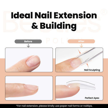 Beetles Hema Free Hard Gel for Nails,2.12 oz 9 in 1 Hard Gel for Nail Extension & Strengthening Broken Nail Repair with Flat Brush 100 Pcs Nail Forms UV LED Lamp Cured Salon Nail Technicians Women