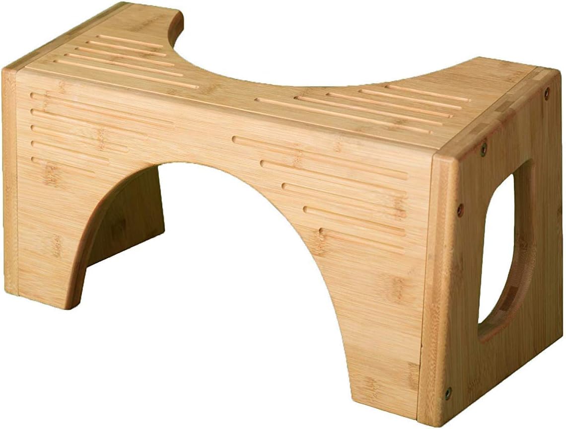 Squatty Potty The Original Toilet Stool - Bamboo Flip, 7" and 9" Adjustable Heights, Brown - Improve Bathroom Posture and Comfort