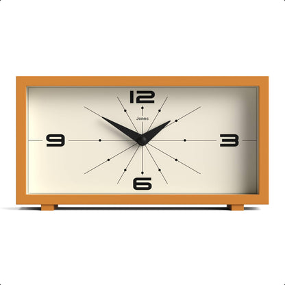 JONES CLOCKS® Odeon Desk Clock | Modern Rectangular Design | Mustard Yellow | Stylish Retro Look for Shelf, Table, Mantel or Bedside