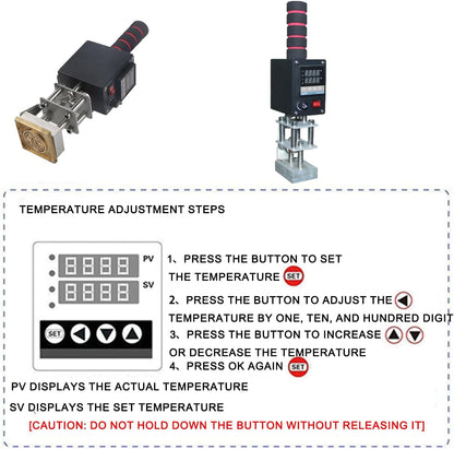 Embossing Machine, 110V 500W Handheld Portable Hot Stamping Branding, Machine Heat Press Digital Leather Tool, Paper Wood Custom Logo Food Foil Stamp Printer (Precise Location 5-7cm)
