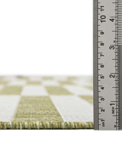 Unique Loom Outdoor Striped Collection Area Rug - Striped (6' 1" Round Green/Ivory)