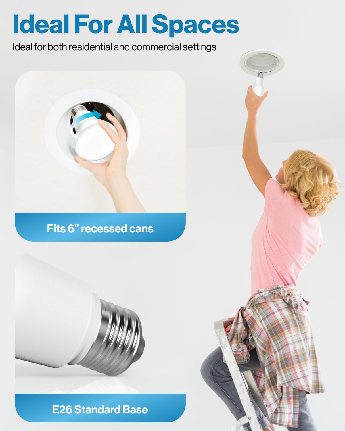 Sunco 8 Pack BR40 LED Light Bulbs, Indoor Flood Lights, Recessed Can Light Bulb, 1400 LM, 17W (100W Equivalent), 5000K Daylight, Dimmable, E26 Base, for Home, Bedroom, Kitchen UL