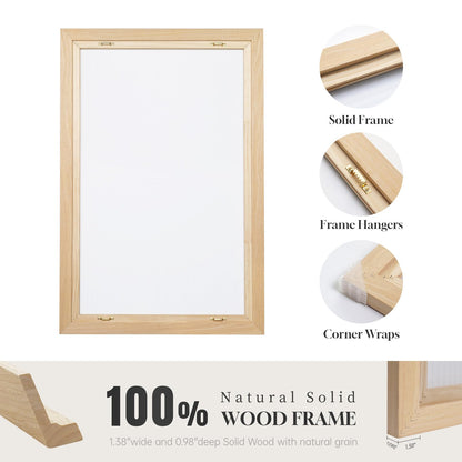 Large Framed Neutral Abstract Wall Art for Living Room, Set of 2 Modern Warm Beige and Taupe Canvas Artwork for Walls, Woman Silhouette Paintings Prints Wall Decor for Bedroom Home Office, 20x30 Inch