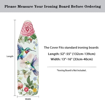 Hummingbird Floral Ironing Board Pad Ironing Board Cover 15" x 54" Scorch