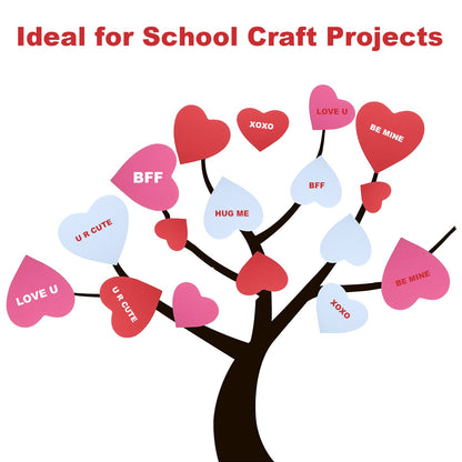 90 Pieces Heart Cutouts Paper Hearts Heart Shape Cards 5.5 Inches Large Valentine's Day Paper Cutouts with Glue Point Dots (Red,Pink and White)