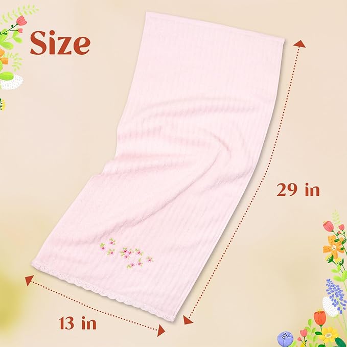 Jacquotha Pink Hand Towels for Bathroom – Soft Cotton, 13x29 Inches,