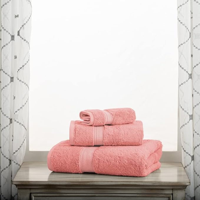 SUPERIOR Egyptian Cotton Pile 3 Piece Towel Set, Includes 1 Bath, 1 Hand