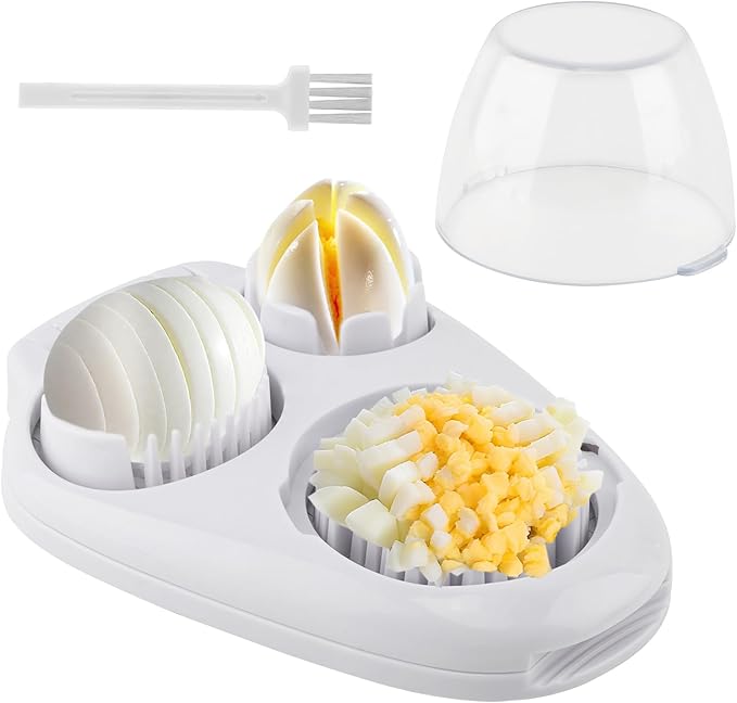 3-In-1 Egg Slicer for Hard Boiled Eggs,Stainless Steel Egg Cutter with 3 Cutting Modes,Multipurpose Kitchen Gadget,Dicer for Butter Strawberry,Mushroom,Banana,Cherry,Tomato