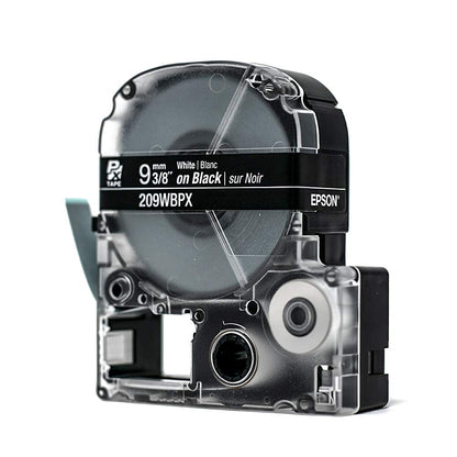 Epson LABELWORKS 209WBPX PET Tape Cartridge - White on Black Standard Industrial Label Maker Tape - 3/8" (9MM) Wide, 30 ft