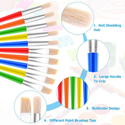 Anezus 30 Kids Paint Brushes Set with Jumbo Round Watercolor and Large Flat Craft Brushes