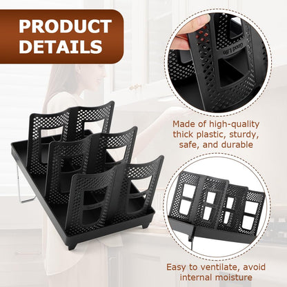 DiQiRenQin Coffee Cup Holder, Cup and Lid Dispenser with Stand, 6 Slots Disposable Cups Organizer for Coffee Station/Home/Office, Space-Saving & Stackable Design