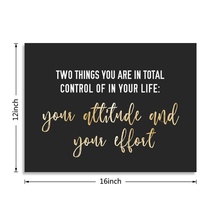 WOWGOOMO Entrepreneur Motivational Canvas Wall Art Inspirational Quotes Wall Art Control Your Attitude and Effert Canvas Print Framed for Home Office Workplace Classroom Bedroom Wall Decor 12"x16"