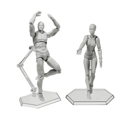 Haniforever Artists Manikin Art Mannequin Figures Supplies Drawing Tools,Small Drawing Figure Model for Sketching,Painting,Action Figures Male+Female Set(Grey)