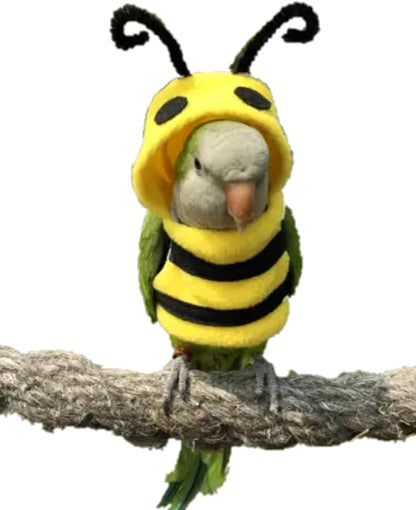 Bird Costume Diaper Flight Suit Bee Shape Hoodie Clothes Cosplay Photo Prop for Parrots Parakeet Cockatiel Sun Conure, Small Animals Apparel (Bee Without Diaper, Large), Green (BPF1)