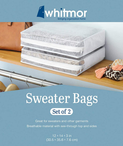 Whitmor Set of 2 Sweater Bag, White, 2 Count (Pack of 1)