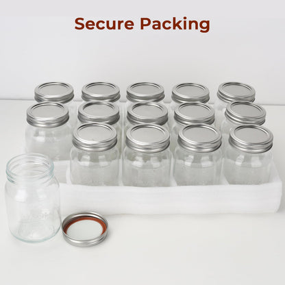 CycleMore 9 Pack 16 oz Mason Jars with Airtight Lids - Embossed Pint Glass Canning Jars for Pickling, Food Storage, Wedding Favors & DIY Crafts - Regular Mouth Design with Labels & Jute String