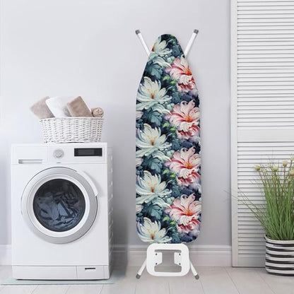 Oil Painting Iris Flowers Ironing Board Cover-15x 54 White Pink Iris Flower