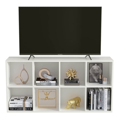 OSCHF 8-Cube Storage Shelf Bookcase - Wooden 4-Tier Floor Standing Open Bookshelf, Modern TV Stand up to 55 Inchs for Home and Office, Warm White