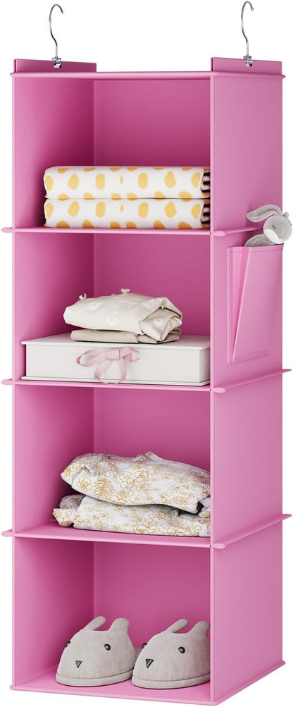YOUDENOVA Hanging Closet Organizer, 4-Shelf Closet Hanging Storage Shelves