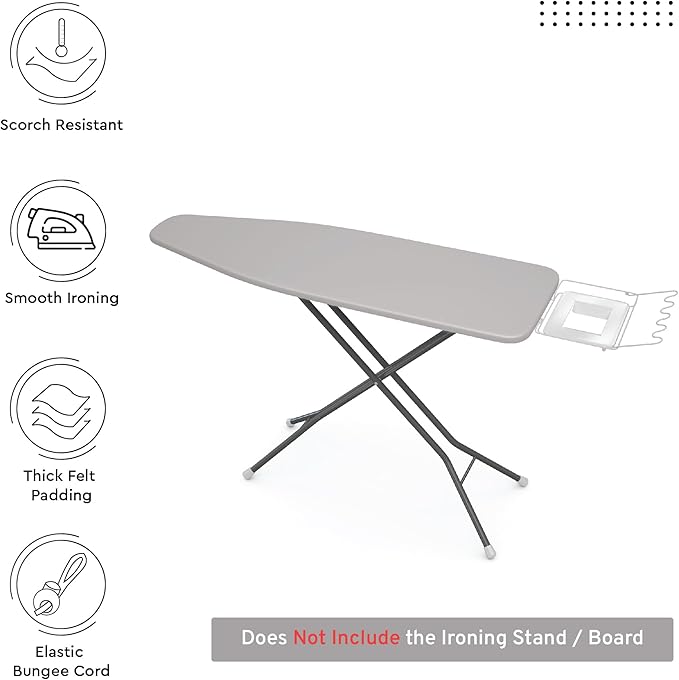 Encasa XO Ironing Board Cover and Pad 42"x14" - 4mm Felt Medium Iron Board