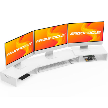 ErgoFocus Triple Monitor Stand Riser, Extra Long Monitor Lift for 3 Monitors, Dual Monitor Stand with Length and Angle Adjustable