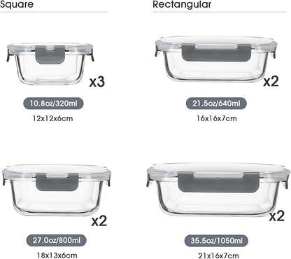 18 Pieces Glass Food Storage Containers