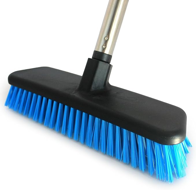Deck Brush with Retractable Long Handled Floor, Floor Scrub Brushes, Heavy-Duty