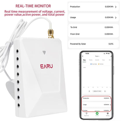 Smart Home Energy Monitor with 16 50A and 3-200A Circuit Level Sensors Real-Time Accurate Power Energy Consumption Tracking WiFi Meter SolarNet Metering2.4 GHz WiFi