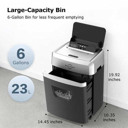 BONSEN 150-Sheet Autofeed Paper Shredder Heavy Duty, 60 Mins Micro-Cut Shredder for Office, 6 Gal Large Capacity Bin P-4 High Security Commercial Document Shredders for Home Office S3114