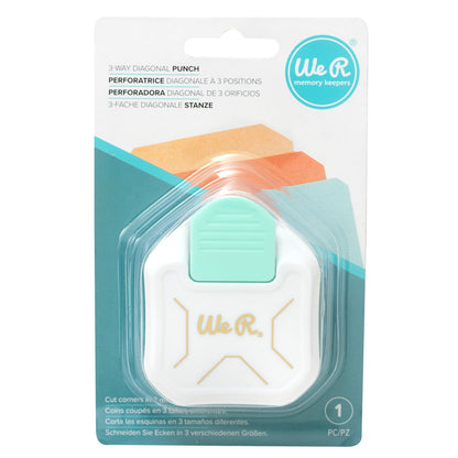 We R Memory Keepers 3 Way Diagonal Corner Punch, White, Paper Punches for Crafts, Scrapbook Pages, Photo Corners, Home Décor Projects, Journaling, Invitations, Card Making, and More