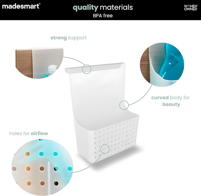 madesmart Over-Door Organizer, Storage for Aluminum Foil, Parchment Paper & Kitchen Wraps, Single Ventilated Bin with Soft-Grip Over-Door Hook, White