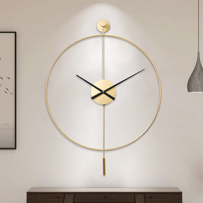 YISITEONE Classical Large Decorative Wall Clock with Pendulum, Modern Non-Ticking Silent Metal Wall Clocks for Living Room, Bedroom, Study, Office, 20‘’