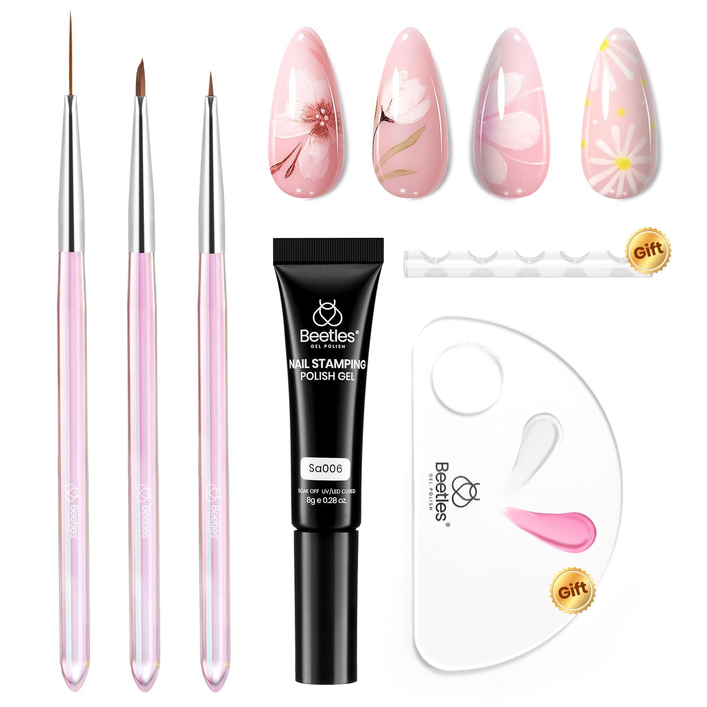 Beetles 31pcs Nail Art Brushes, Dotting Tools, Nail Art Pens, Dust Brush, Striping Liner Fingernail Drawing Pens with Palette Holder All in One for Starter Manicure Design Set
