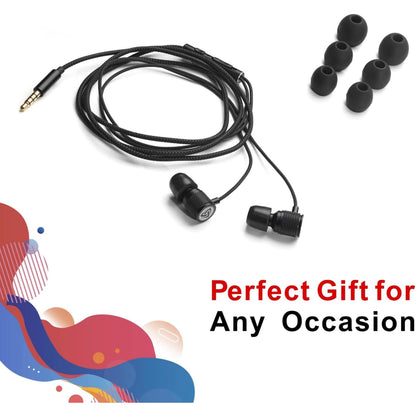 LUDOS Ultra Wired Earbuds in-Ear Headphones, 5 Years Warranty, Earphones with Microphone, Noise Isolating Ear Buds, Memory Foam for iPhone, Samsung, School Students, Kids, Women, Small Ears - Black