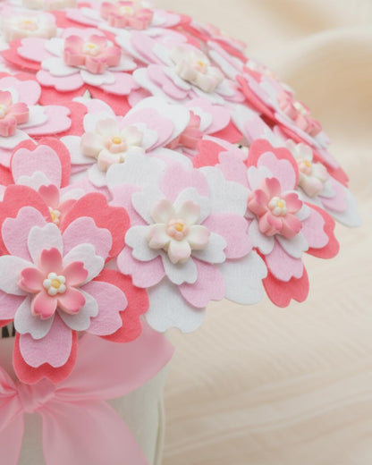 BAZIMA DIY Felt Flower Art Craft Kit,Cherry Blossom Bouquet Making Kit, Floral Gifts,Beginner Craft Kit, Arrange Pre-Cut Felt Flowers, Ideas for Art Project Activity,32 Felt Flowers.