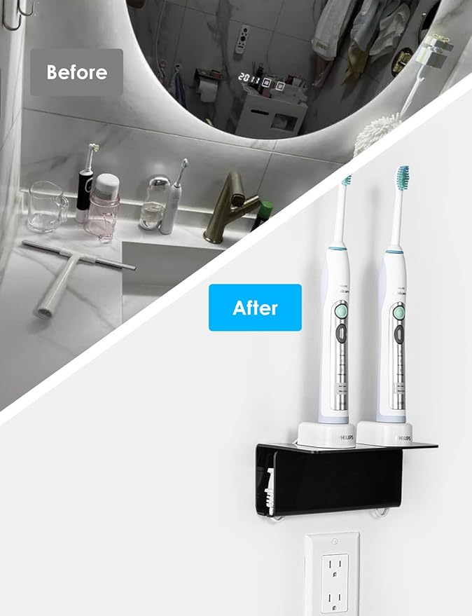OAPRIRE Electric Toothbrush Holder Wall Mounted, Acrylic Electric Toothbrush