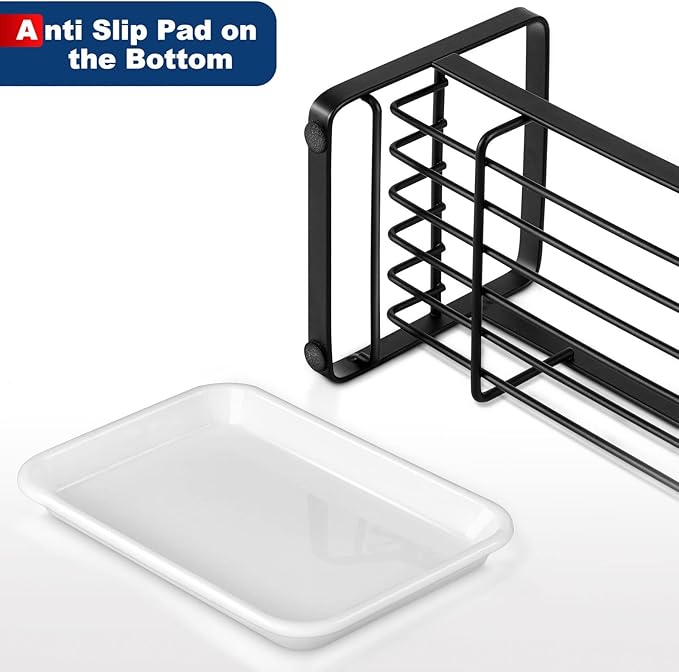 HULISEN Kitchen Sink Sponge Holder, 304 Stainless Steel Kitchen Soap Dispenser