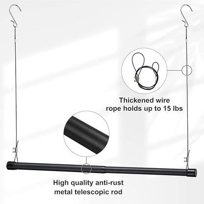 INFLATION Adjustable Closet Rod 15-25 Inch Width, 35 Inch Height Black Stylish Clothes Rack, Perfect Organizer With Tension Rod Fits Hangers Ideal For Women, Men and Kids