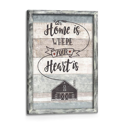 Positive Home Quotes Wall Art: Framed Inspirational Saying Wooden Picture Print Artwork Motivational Sweet Home Sign Painting Decor for Bedroom Living Room