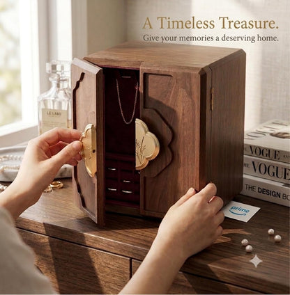 Black Walnut Jewelry Box for Women ,Jewelry Storage Case for Necklaces, Rings, Earrings,Watches - Ideal Gift for Wife, Mom, Daughter, Bride, Mother's Day, Valentine's Day, Anniversary, Wedding