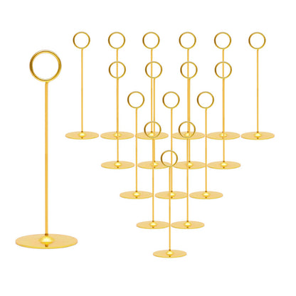 Urban Deco 16 Pieces Table Card Holder 8 inches Table Number Holders Place Steel Card Holders for Photos, Food Signs, Memo Notes, Weddings, Restaurants, Birthdays (Gold)