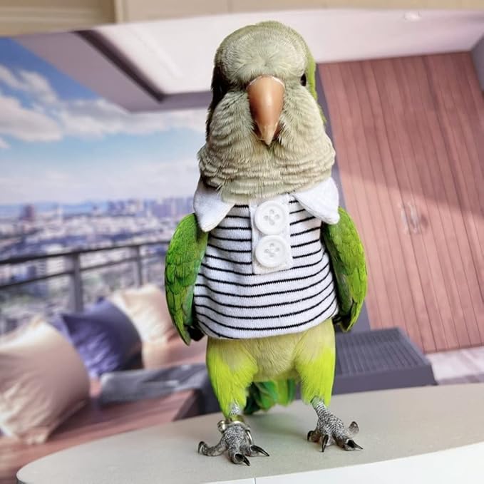 Blue Quaker Bird Costume - Summer Clothes Cosplay Photo Prop for Parrots, Lovebirds, Parakeets & Cockatiels - Small Animal Apparel (Without Diaper)