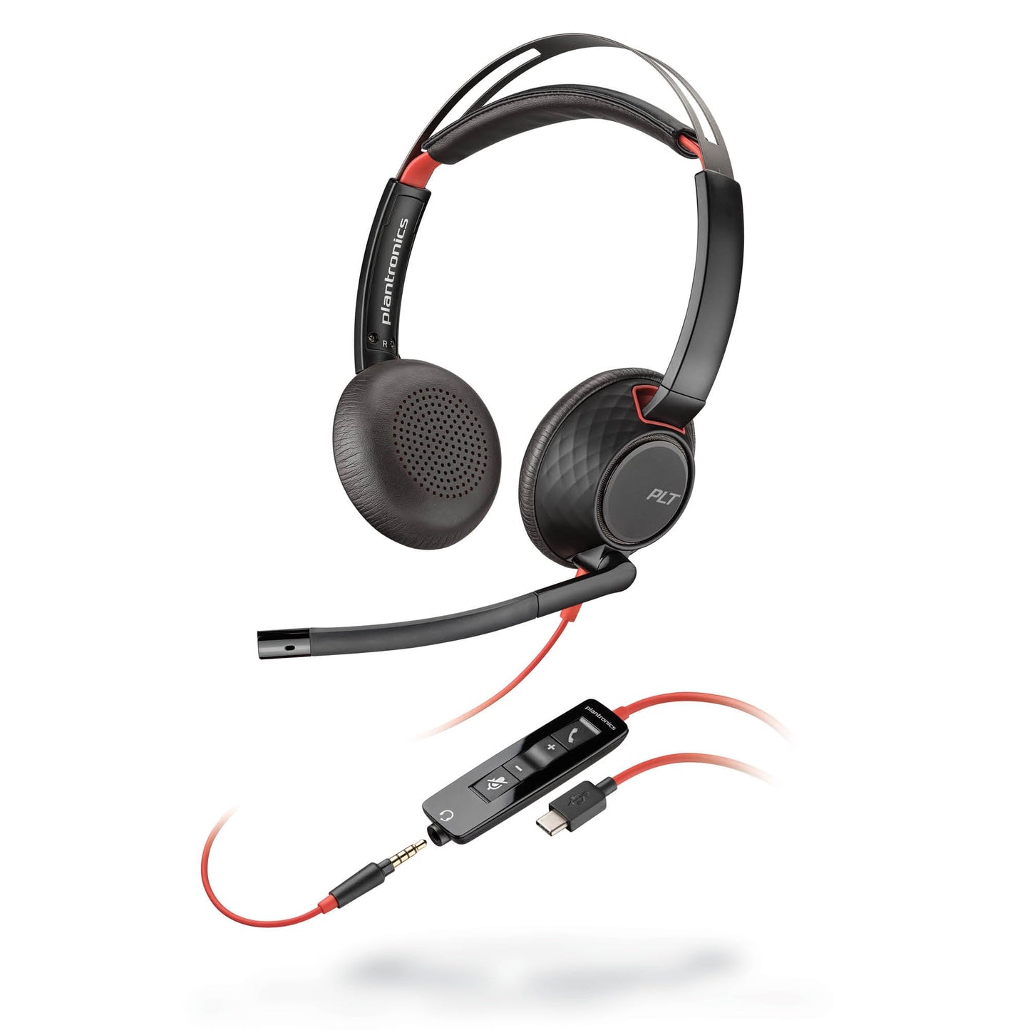 Poly Blackwire 5220 Wired Headset - Flexible Boom Mic - Noise Cancelling Headphones with Mic - USB-C, USB-A, 3.5mm - Ergonomic Over-Ear Design - Works with Microsoft Teams, Zoom - Work from Home