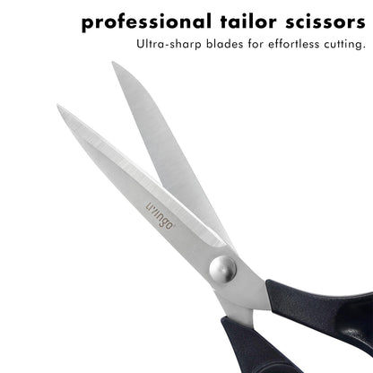 LIVINGO 10.5” Bent Fabric Scissors, Stainless Steel Heavy Duty Sharp Sewing Shears for Tailor Sewing Crafting Cutting Cloth, Leather, Paper
