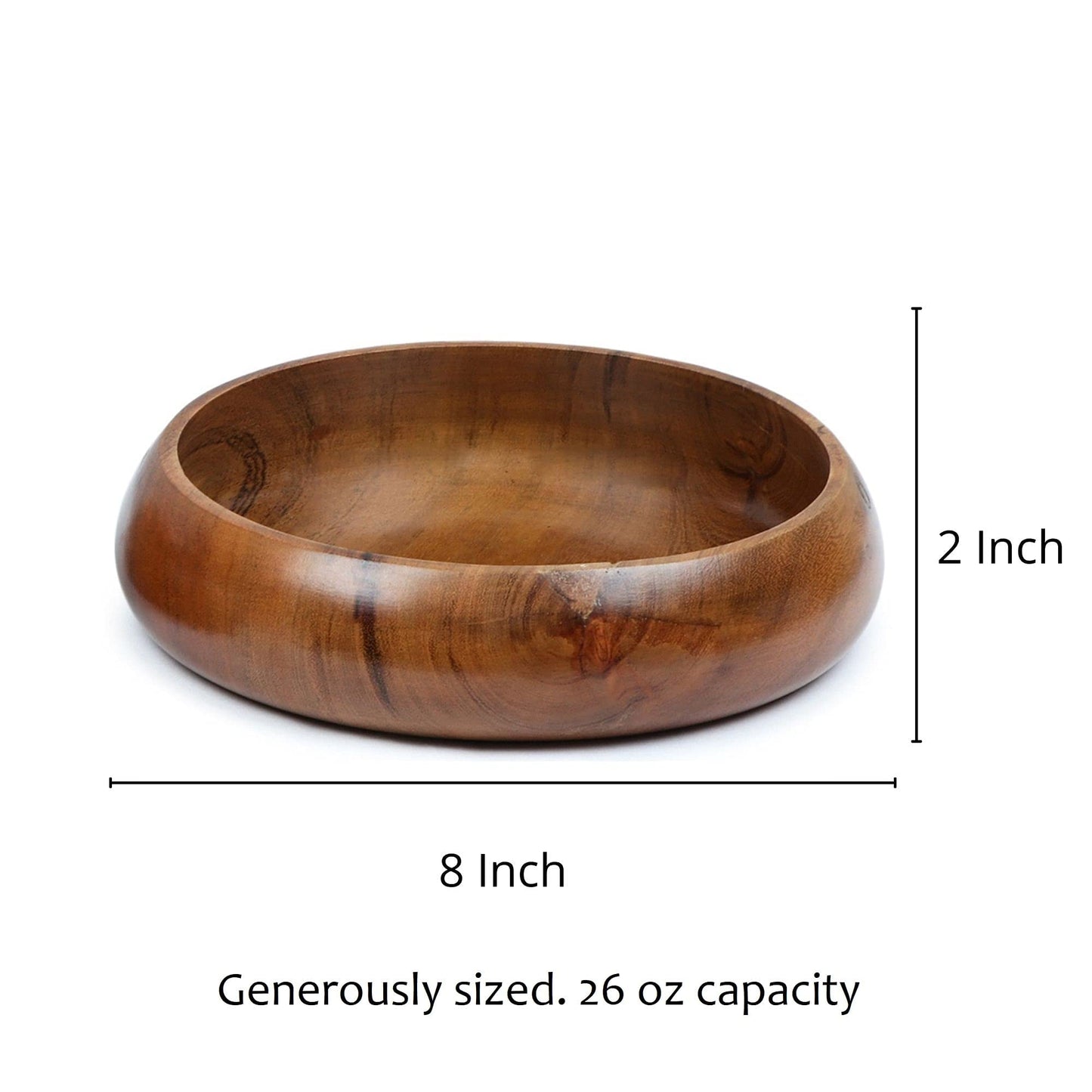 LAVAUX DESIGNS wooden bowls for food | Set of 3 individual acacia wood bowls 8 x 2 inches (25 oz) | Enjoy your salad, pasta, rice, acai, smoothie, soup, fruits, snacks