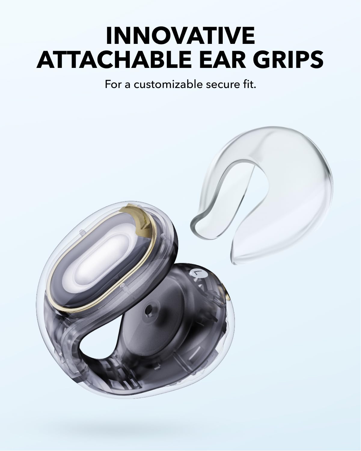 Soundcore C30i by Anker, Open-Ear Earbuds, Clip-On Headphones, Lightweight Comfort, Small-Ear Friendly, Stable Fit, Firm-Shell Design, Attachable Ear Grips, Big Drivers for Clear Audio, 30H Play, IPX4