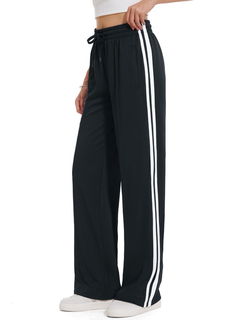 Tapata Women's 34" Inseam Tall Track Pants Loose Straight Leg Jogging Sweatpants Warm-Up Sports Athletic Running, Black, L