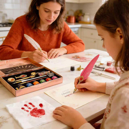 Calligraphy Pen Set Feather Pen & Ink Kit with Glass Pen and Wax Seal Stamp | For Beginners & Writing Enthusiasts | Valentine's Day Easter Anniversary Birthday Gift